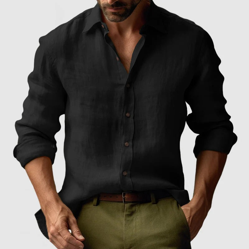 Homme Chemise Manches Longues à Col Classique et Boutons