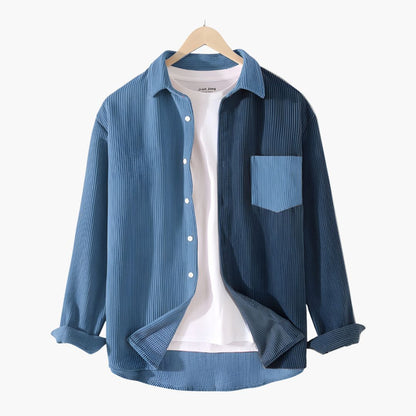 Homme Chemise Manches Longues à Col Classique et Poche Poitrine