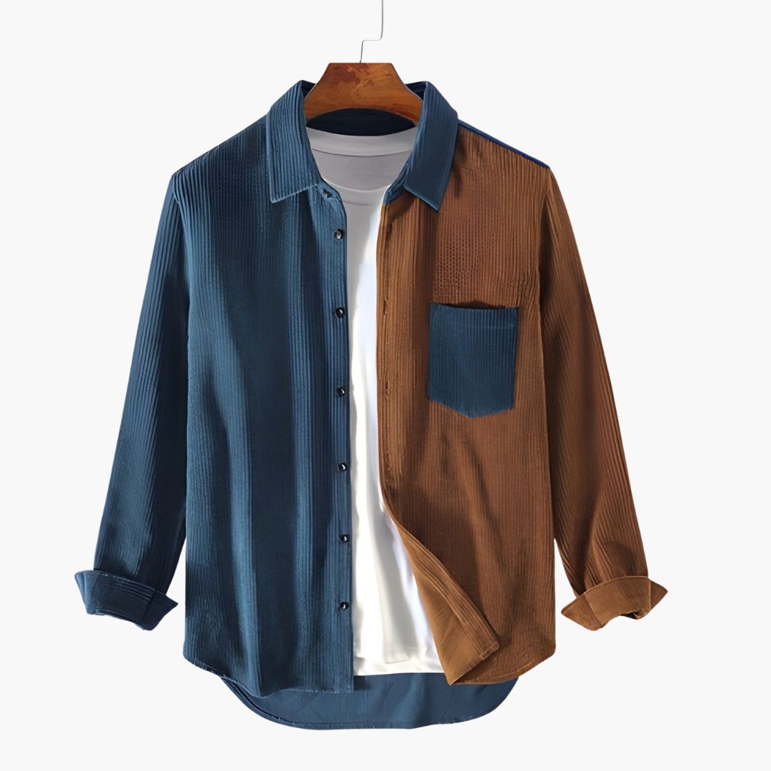 Homme Chemise Manches Longues à Col Classique et Poche Poitrine
