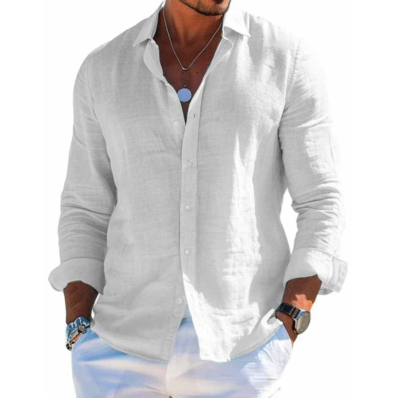 Homme Chemise Manches Longues avec Col Classique et Fermeture Boutons
