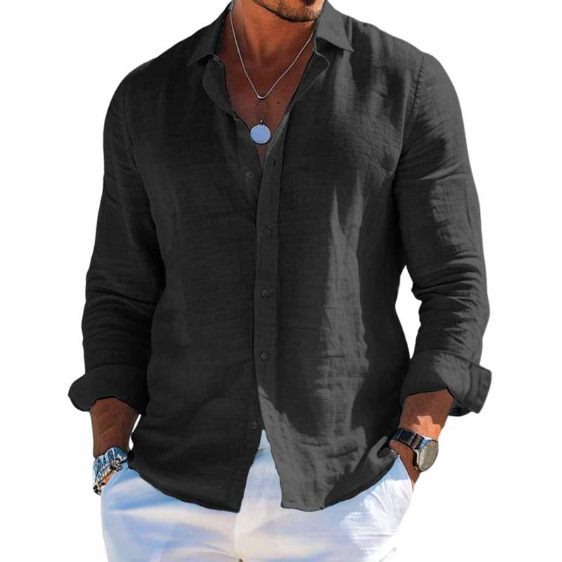 Homme Chemise Manches Longues avec Col Classique et Fermeture Boutons
