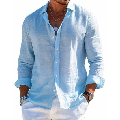 Homme Chemise Manches Longues avec Col Classique et Fermeture Boutons