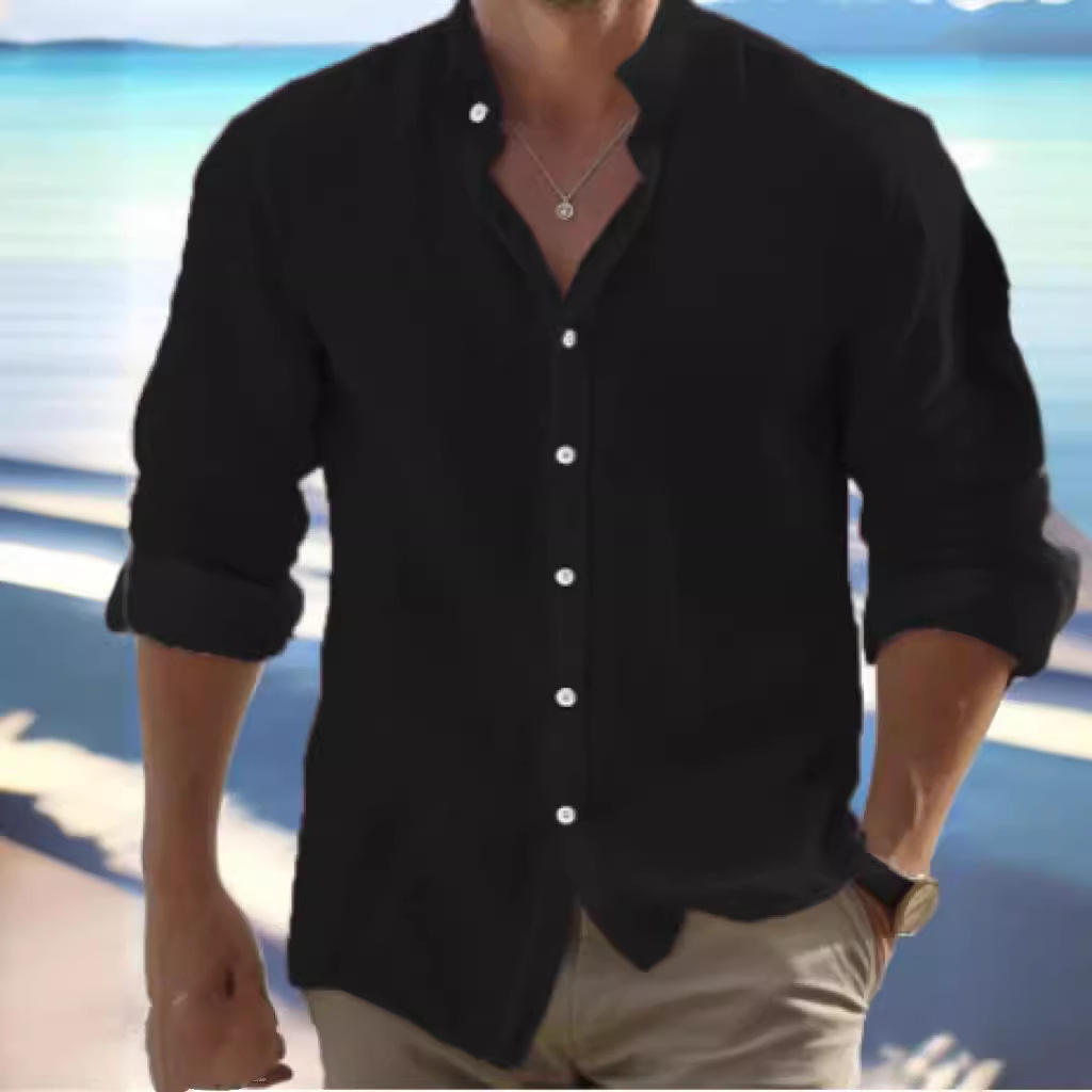 Homme Chemise Manches Longues Casual avec Col Classique et Coupe Slim Relaxed