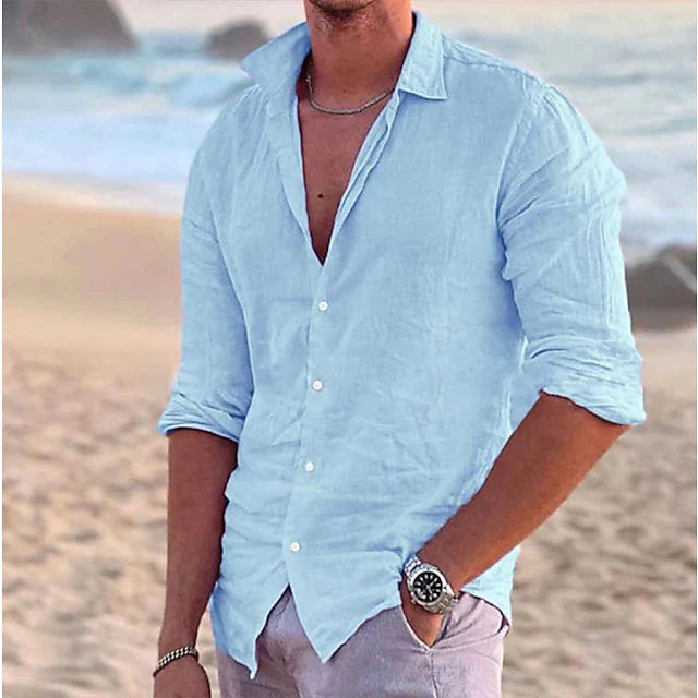 Homme Chemise Manches Longues Col Classique à Boutons Regular Fit