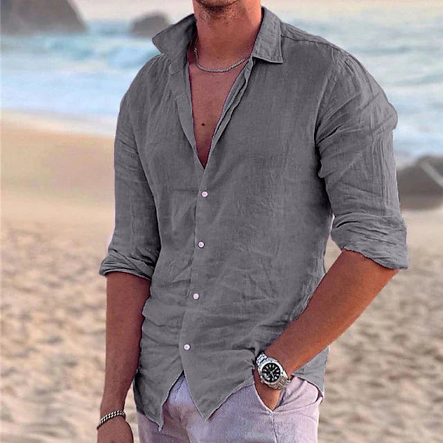 Homme Chemise Manches Longues Col Classique à Boutons Regular Fit