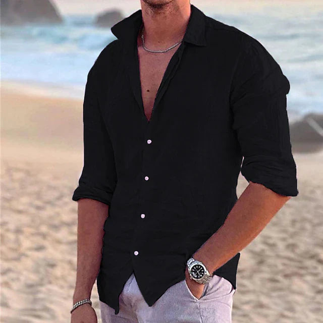 Homme Chemise Manches Longues Col Classique à Boutons Regular Fit