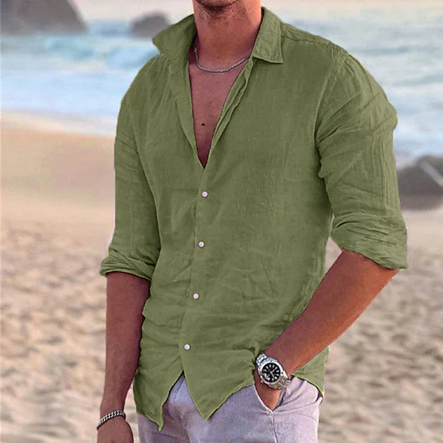 Homme Chemise Manches Longues Col Classique à Boutons Regular Fit