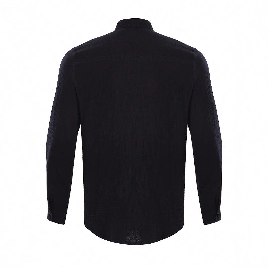 Homme Chemise Manches Longues col Mao avec Boutons Regular Fit