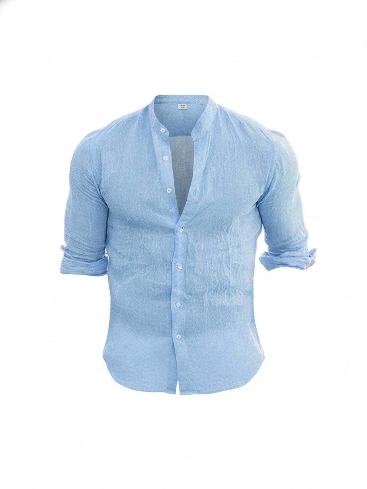 Homme Chemise Manches Longues col Mao Regular Fit