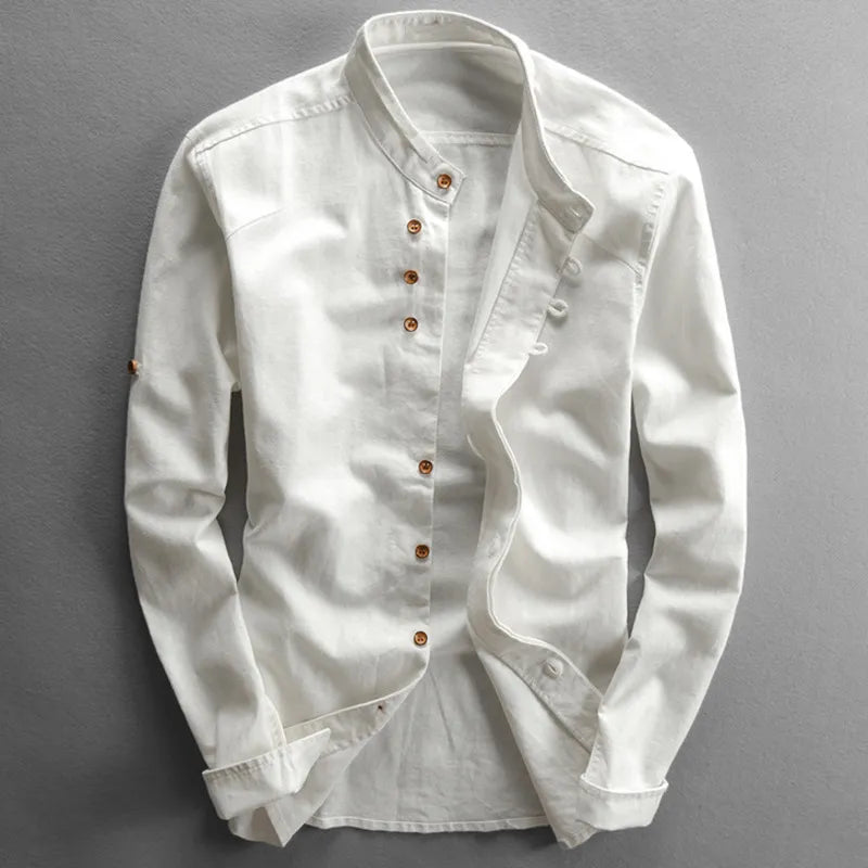 Homme Chemise Manches Longues col Mao Style Japonais