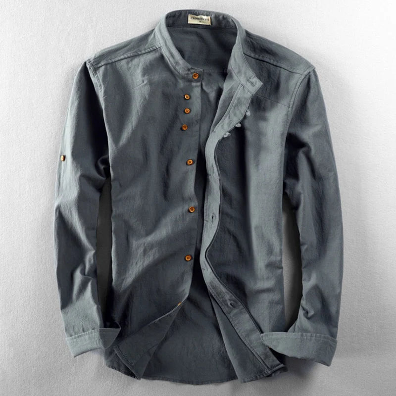 Homme Chemise Manches Longues col Mao Style Japonais