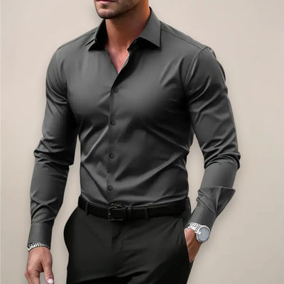 Homme Chemise Manches Longues Slim Fit avec Col Classique