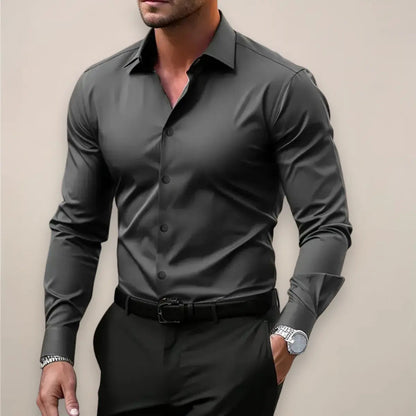 Homme Chemise Manches Longues Slim Fit avec Col Classique