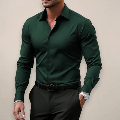 Homme Chemise Manches Longues Slim Fit avec Col Classique