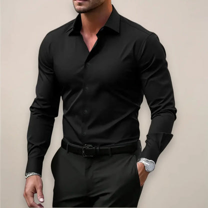 Homme Chemise Manches Longues Slim Fit avec Col Classique