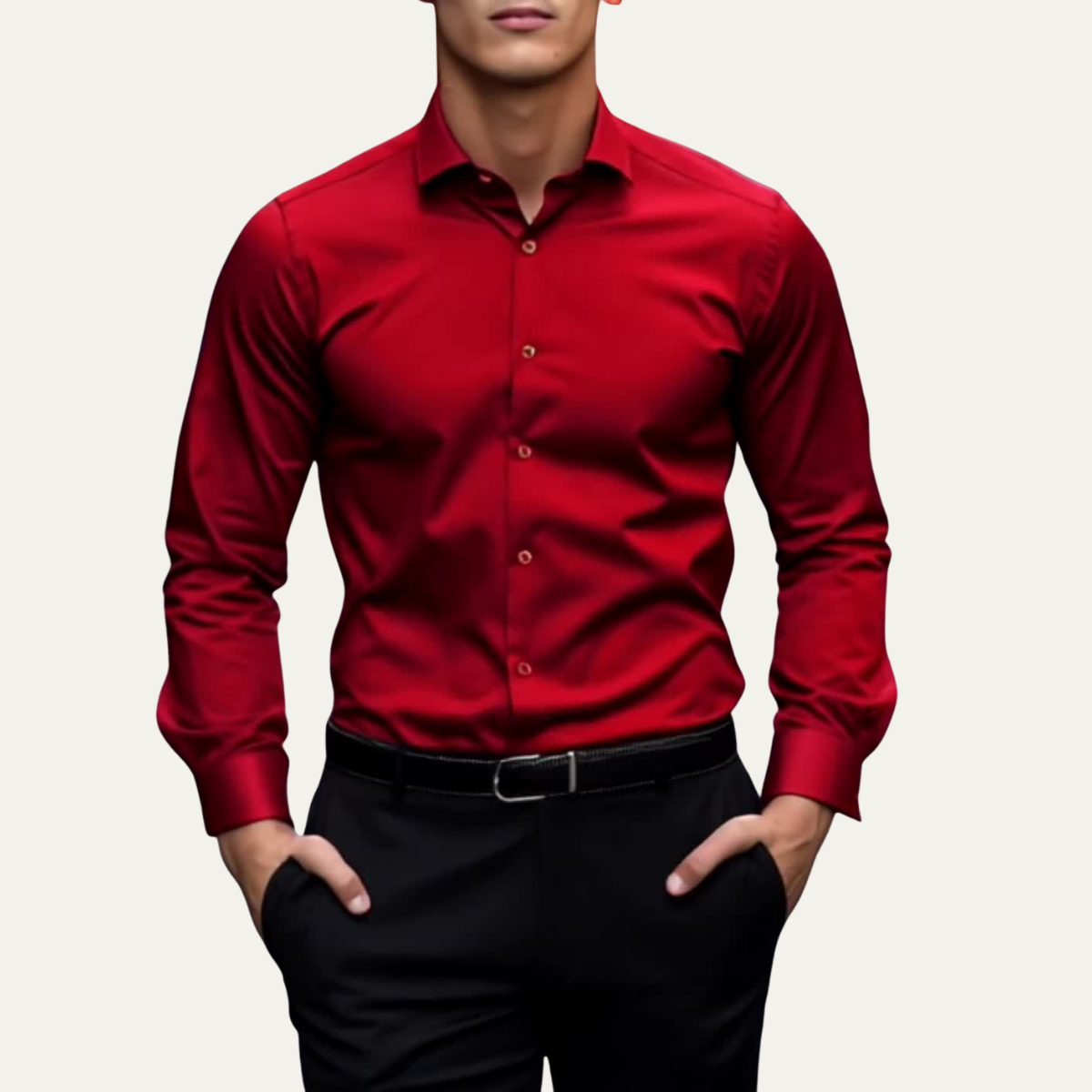 Homme Chemise Slim Fit Manches Longues avec Col Classique et Boutons