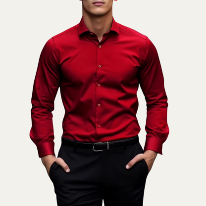 Homme Chemise Slim Fit Manches Longues avec Col Classique et Boutons