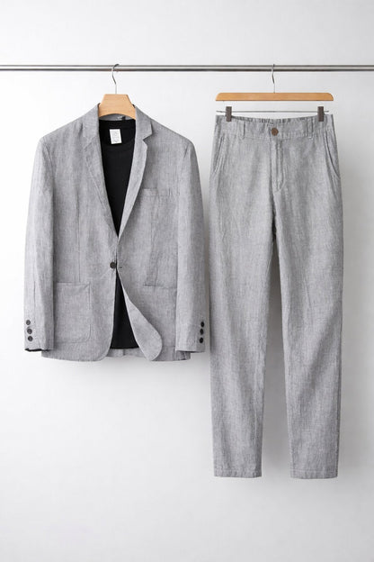 Homme Costume Deux-Pièces Blazer et Pantalon Coupe Relaxée