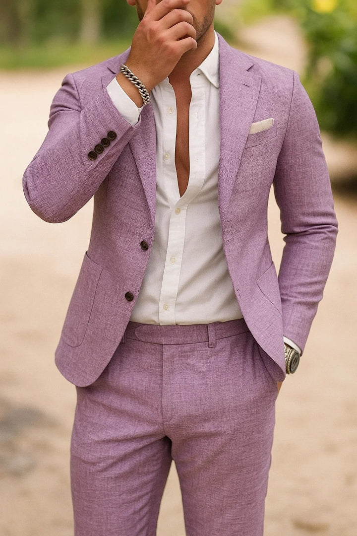 Homme Costume Deux-Pièces Slim Fit avec Blazer Simple Boutonnage