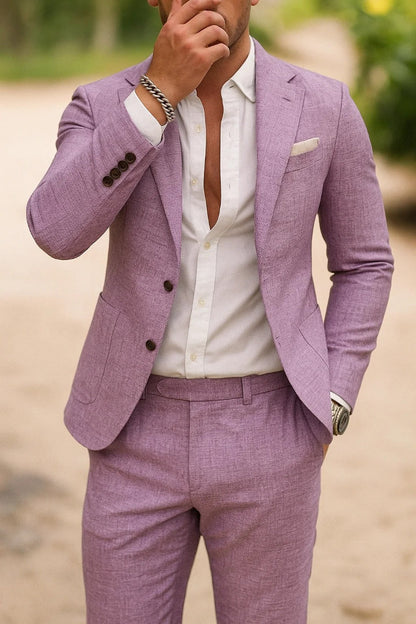 Homme Costume Deux-Pièces Slim Fit avec Blazer Simple Boutonnage