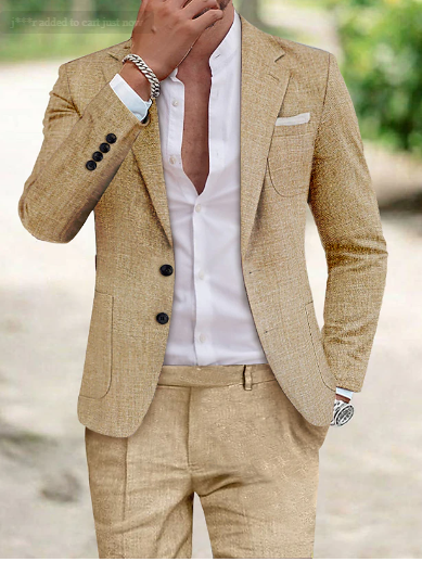 Homme Costume Deux Pièces Slim Fit avec Revers Cranté et Fermeture Deux Boutons