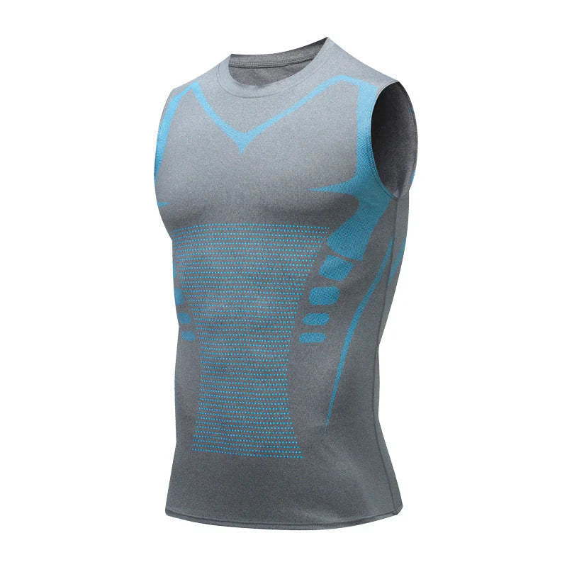 Homme Débardeur de Compression Slim Fit avec Col Rond