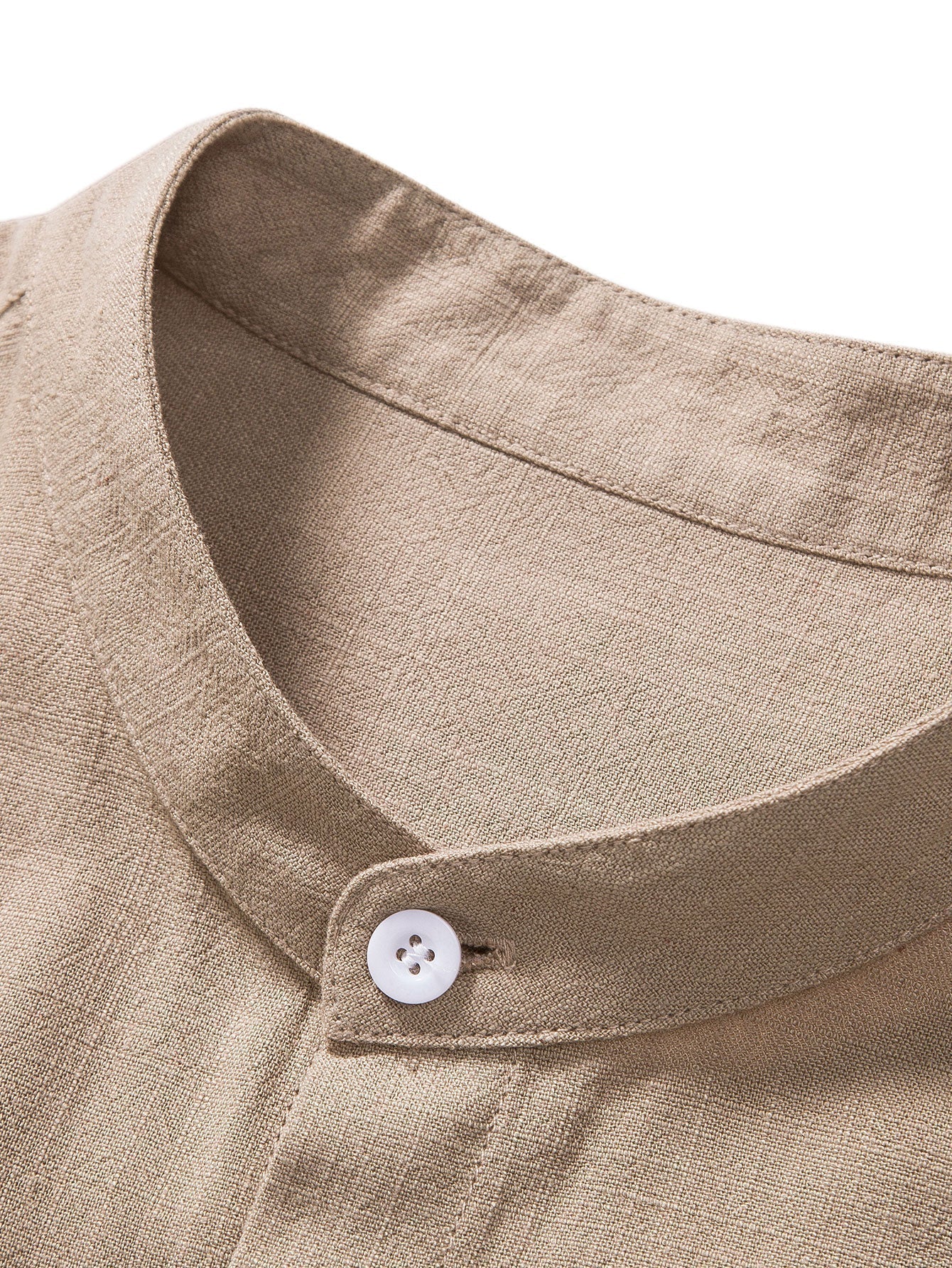 Homme Ensemble Chemise Manches Courtes col Mao et Pantalon Regular Fit