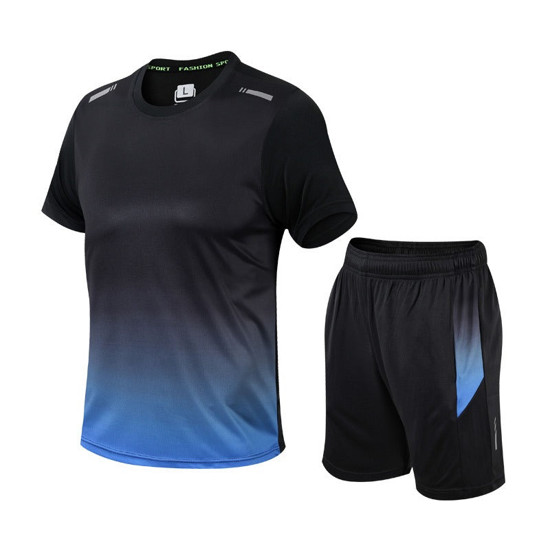 Homme Ensemble Sportif T-Shirt Manches Courtes et Short avec Ceinture Élastique