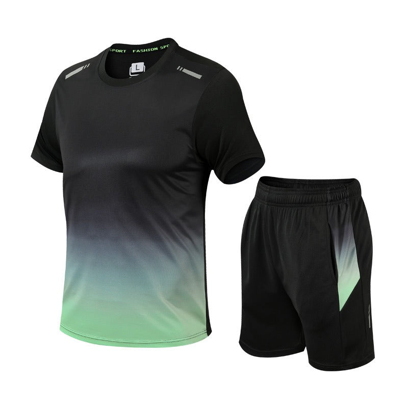 Homme Ensemble Sportif T-Shirt Manches Courtes et Short avec Ceinture Élastique