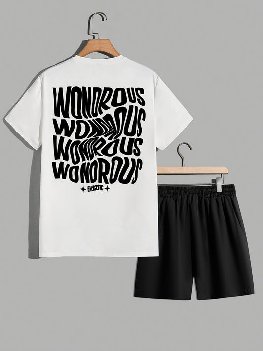 Homme Ensemble Streetwear T-shirt Graphique Manches Courtes et Short