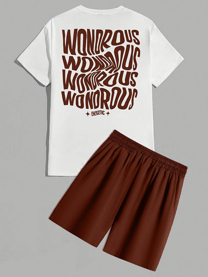 Homme Ensemble Streetwear T-shirt Graphique Manches Courtes et Short