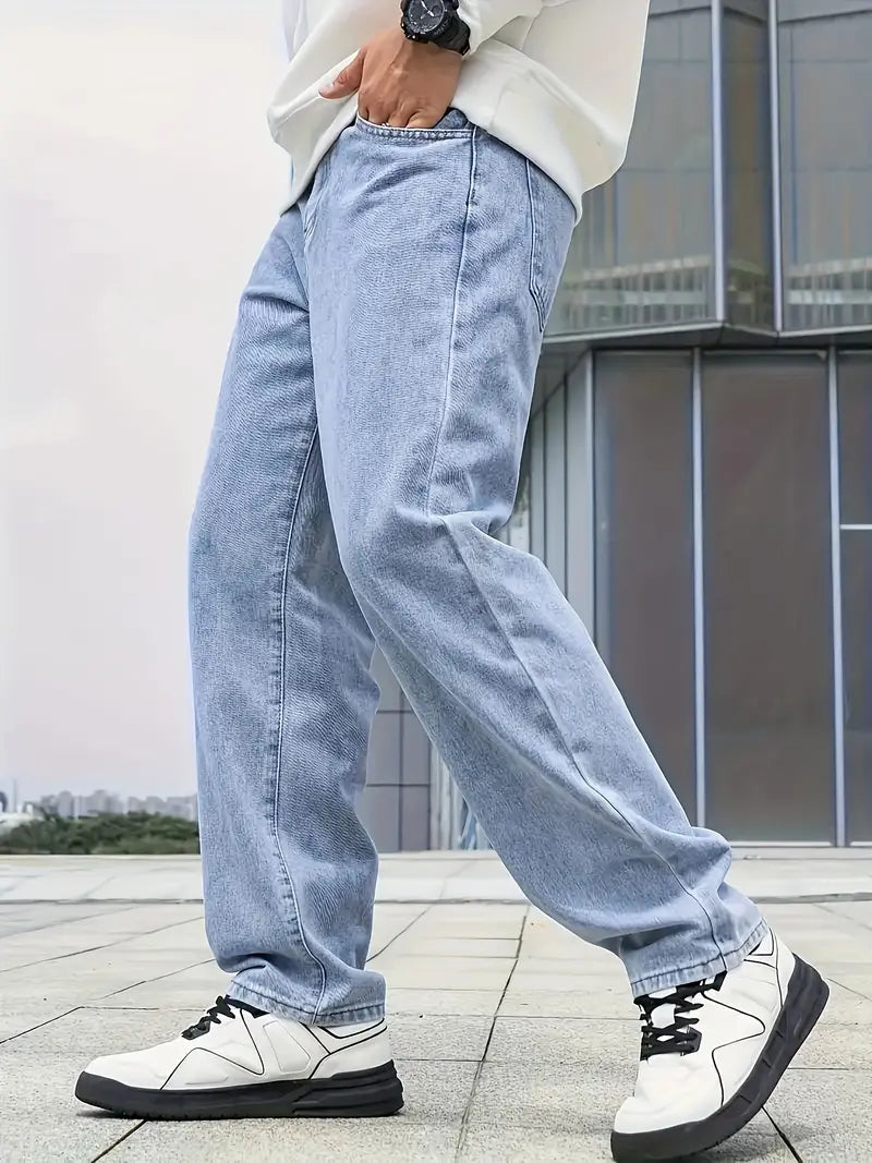 Homme Jean Droit Délavé Coupe Classique