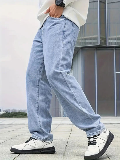 Homme Jean Droit Délavé Coupe Classique
