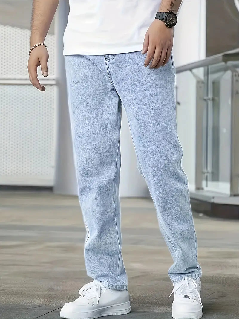 Homme Jean Droit Délavé Coupe Classique