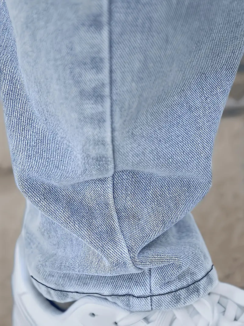 Homme Jean Droit Délavé Coupe Classique