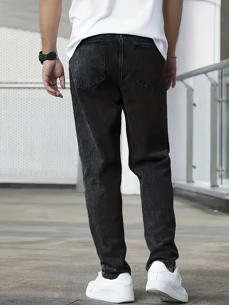 Homme Jean Droit Délavé Coupe Classique