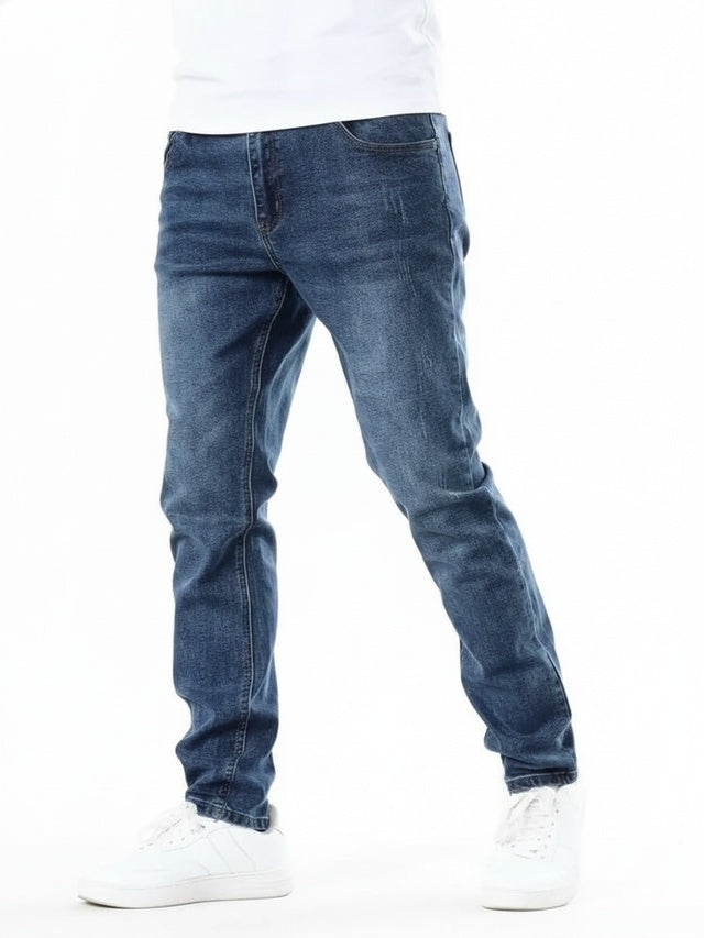 Homme Jeans Slim Fit avec Finitions Used et Poches