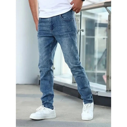 Homme Jeans Slim Fit avec Finitions Used et Poches