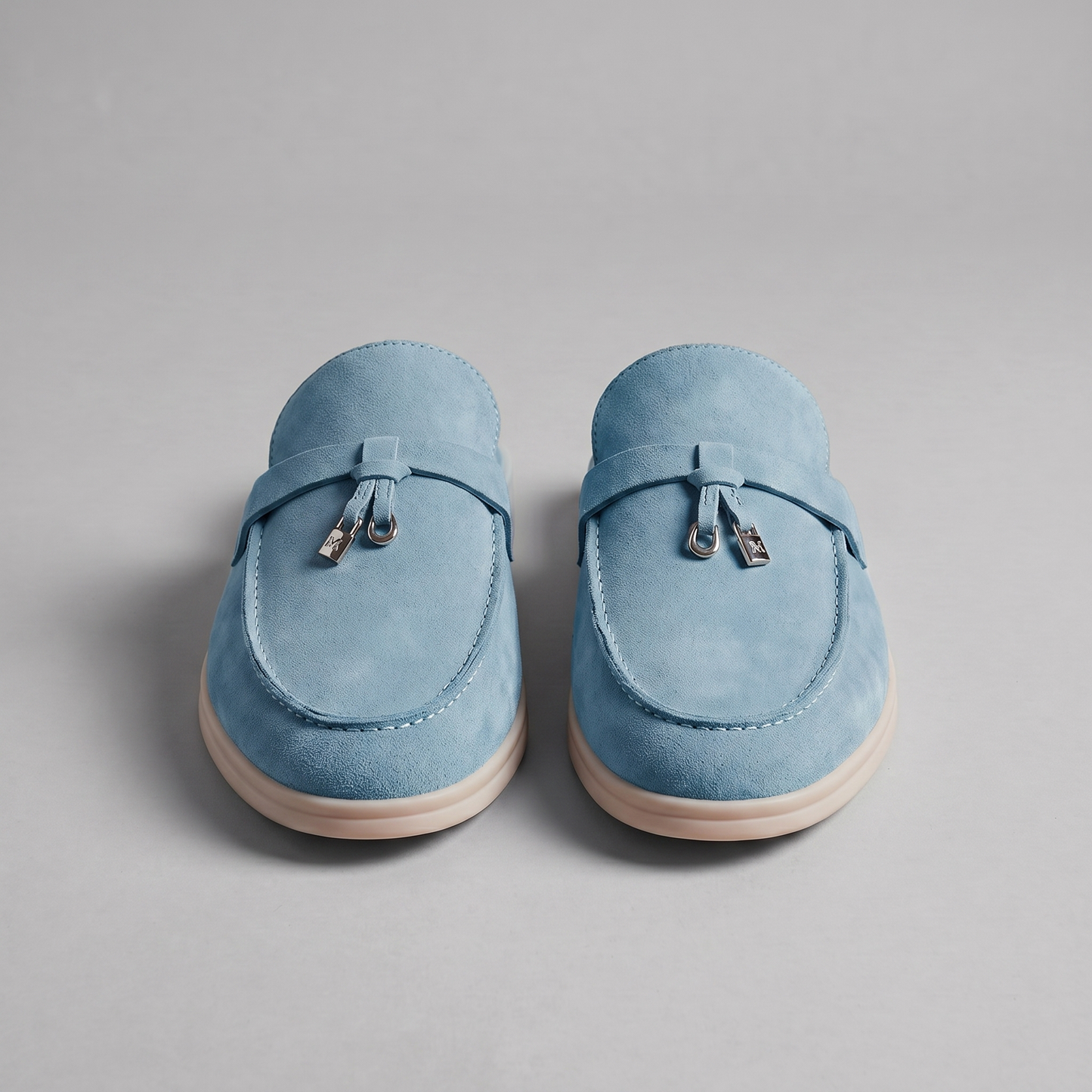 Homme Loafer Mules avec Boucle Métallique et Dos Ouvert