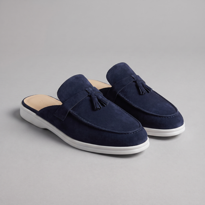 Homme Loafer Mules avec Boucle Métallique et Dos Ouvert