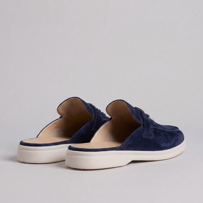 Homme Loafer Mules avec Boucle Métallique et Dos Ouvert