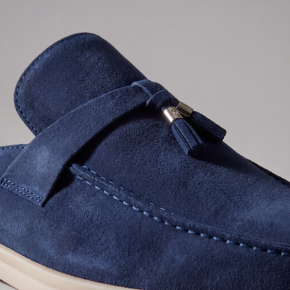 Homme Loafer Mules avec Boucle Métallique et Dos Ouvert