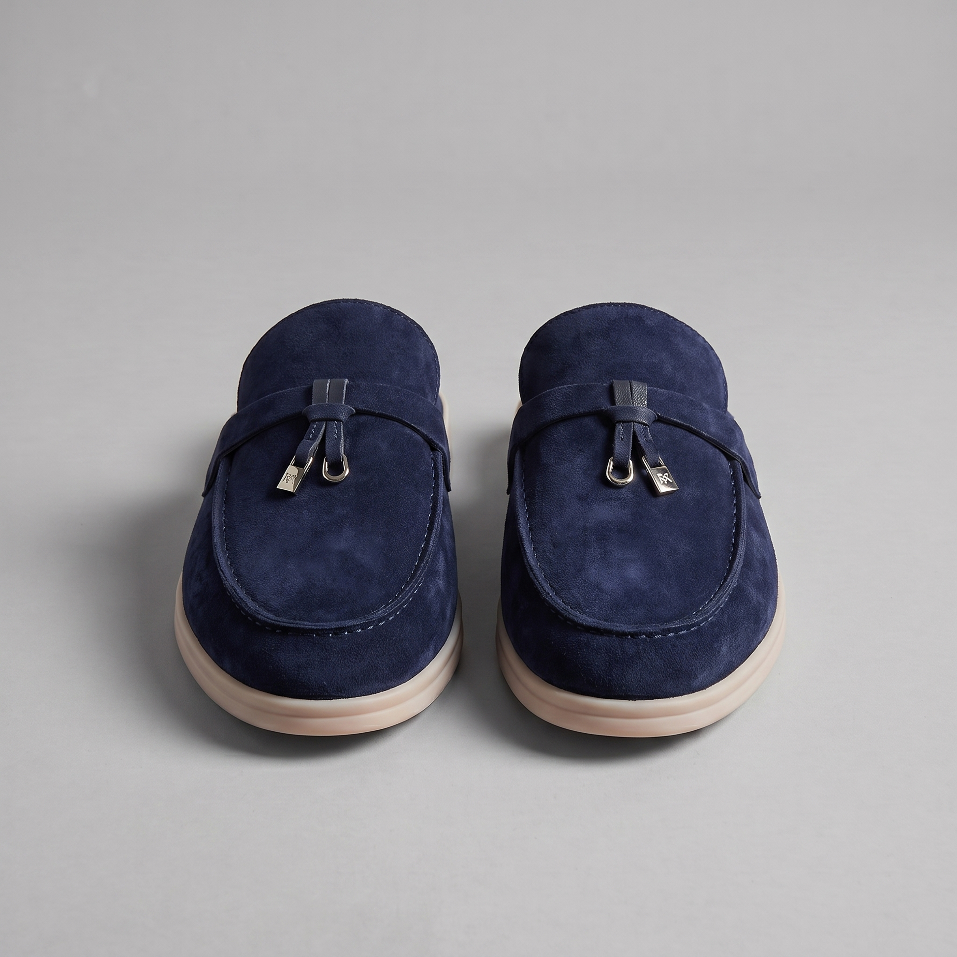 Homme Loafer Mules avec Boucle Métallique et Dos Ouvert