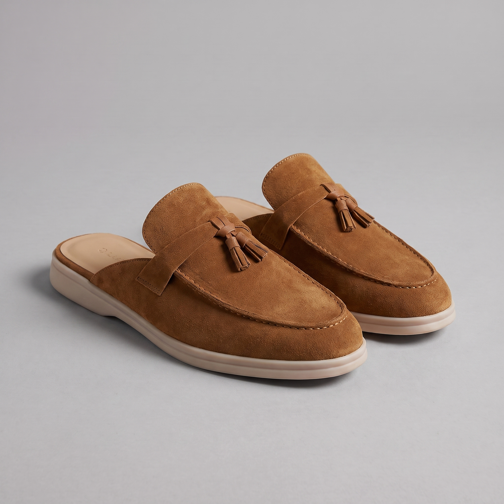 Homme Loafer Mules avec Boucle Métallique et Dos Ouvert