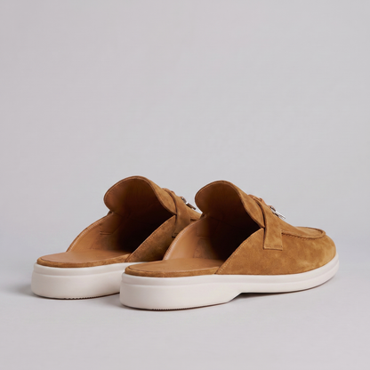 Homme Loafer Mules avec Boucle Métallique et Dos Ouvert
