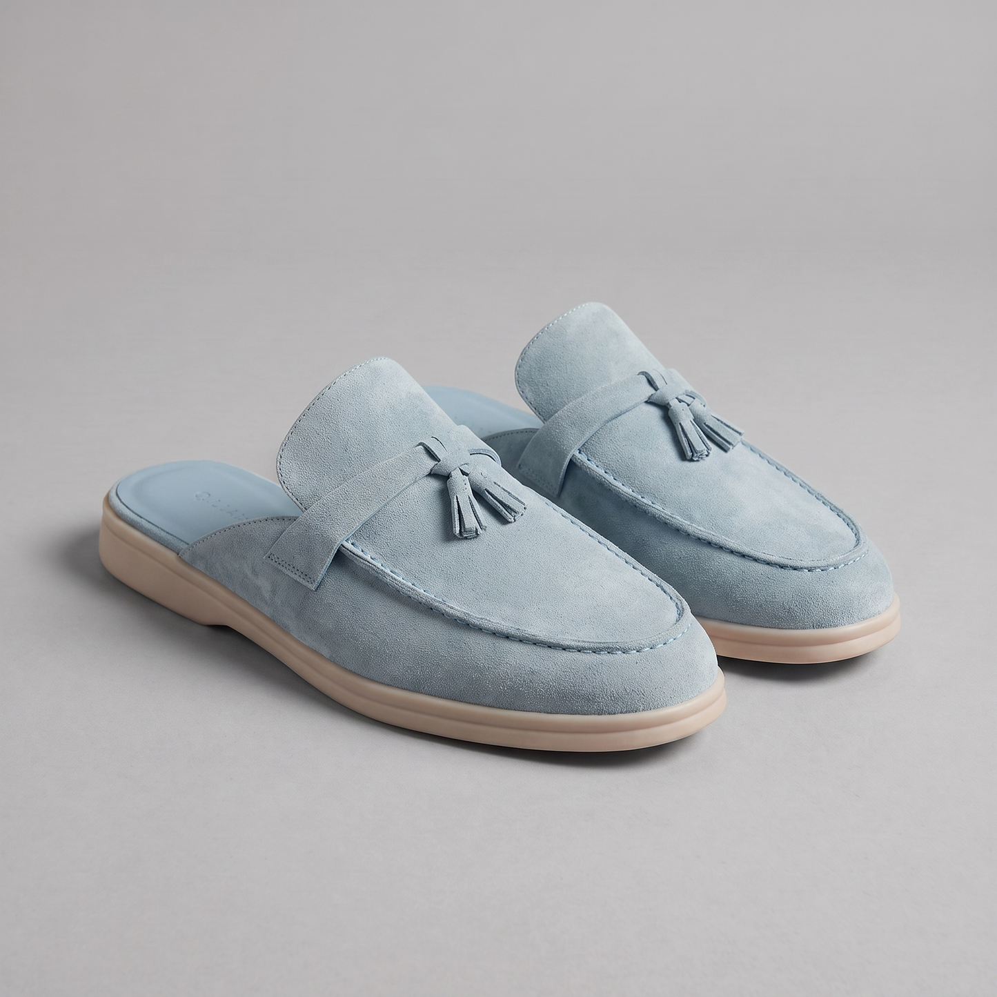 Homme Loafer Mules avec Boucle Métallique et Dos Ouvert