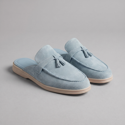 Homme Loafer Mules avec Boucle Métallique et Dos Ouvert