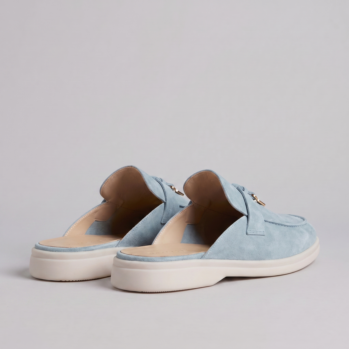 Homme Loafer Mules avec Boucle Métallique et Dos Ouvert