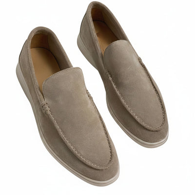 Homme Loafers Slip-On avec Semelle Blanche et Bout Arrondi