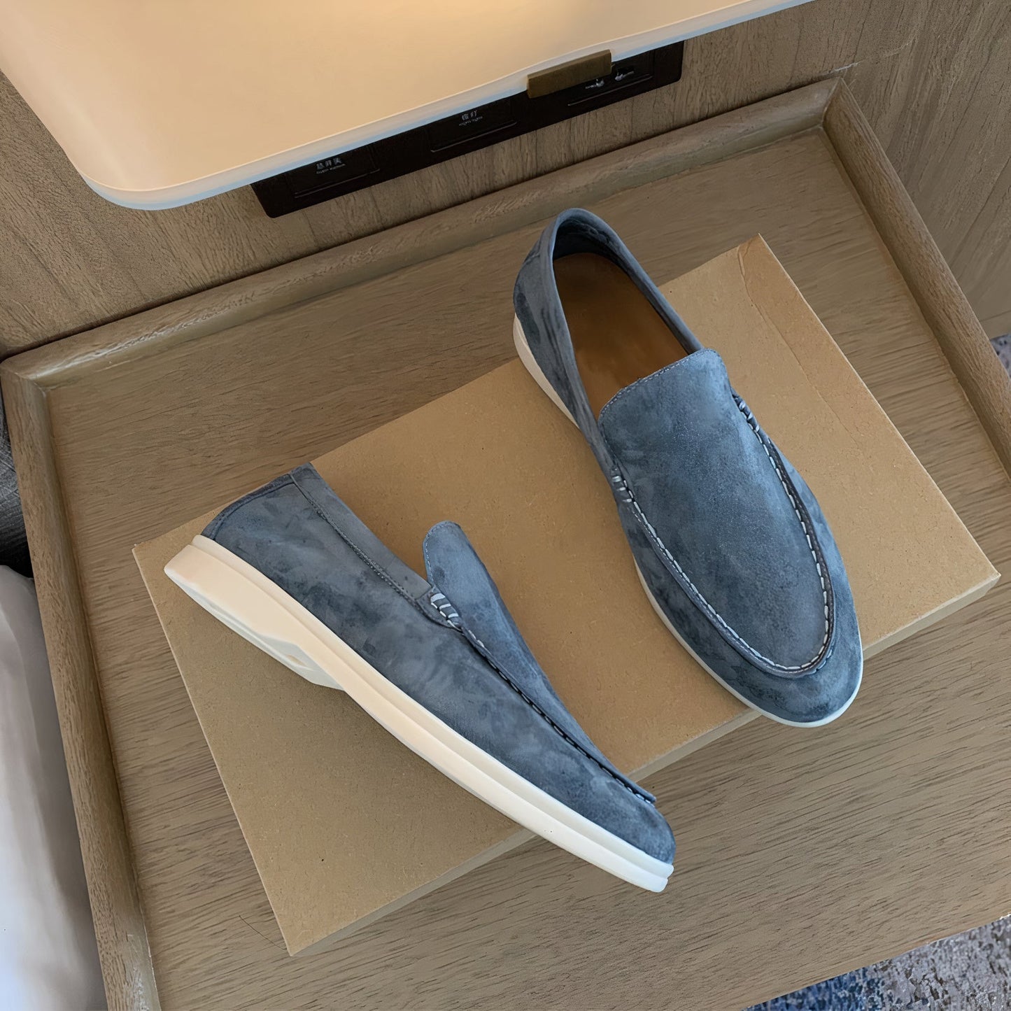 Homme Loafers Slip-on avec Semelle Plateforme et Coutures Apparentes